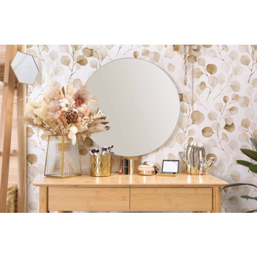 Bevezetés a botanikába -  Filigrán pilea ágak kerekded levelekkel fehér bézs és barna tónus tapéta