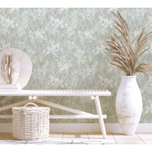 Egész évben virágpompában - Színes akvarell motívum szürke fehér sárga és szürkéskék tónusok tapéta