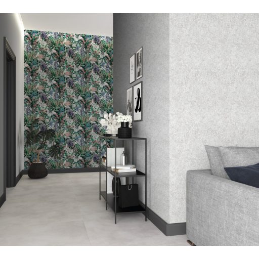 Változatos színes és buja vadvirágok káprázatos mintája szürke zöld lila és sokszínű tónus tapéta