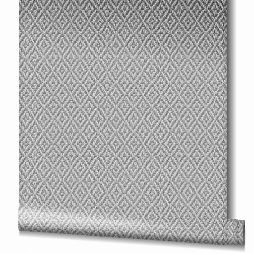 Természetes fonott szizál megjelenésű rombuszminta szürkésfehér és szürke tónusok tapéta