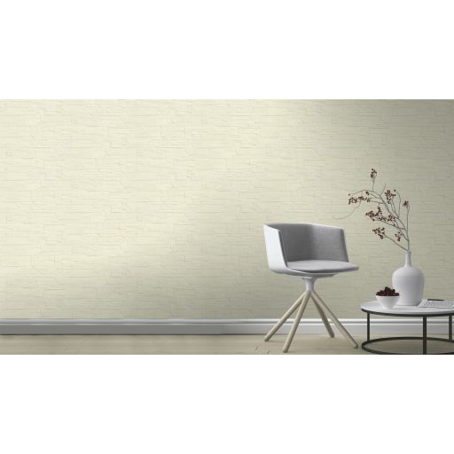 Természetes és elegáns loft stilusú 3D texturált tégla/kő mintázat krémszín és bézs tónus tapéta