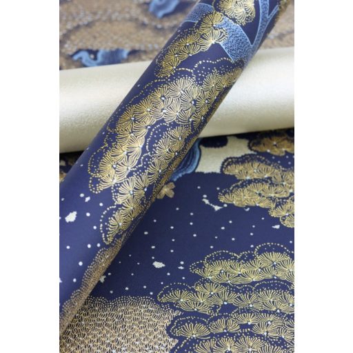 Rasch SALSA 477214 Natur Botanikus elvarázsolt erdő öreg fák "gyapjas" lombkorona éjkék matt és fényes arany égszínkék tapéta