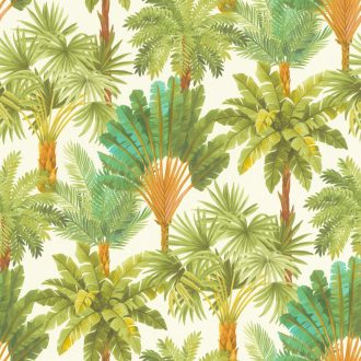   Rasch SALSA 478235 Natur Trópusi élénk pálmaerdő krémfehér zöld barna és sárga árnyalatok tapéta