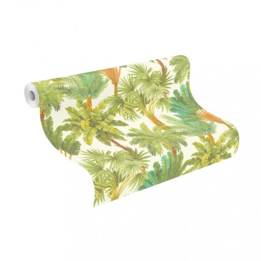 Rasch SALSA 478235 Natur Trópusi élénk pálmaerdő krémfehér zöld barna és sárga árnyalatok tapéta