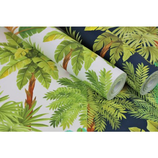 Rasch SALSA 478242 Natur Trópusi élénk pálmaerdő éjkék zöld barna és sárga árnyalatok tapéta