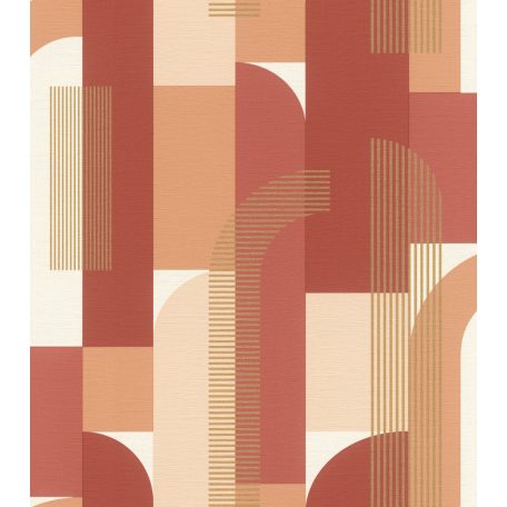 Rasch SALSA 480030 Vintage Grafikus design krémfehér barackszín elefántcsont korall ó-rózsaszín csillogó arany vonalak tapéta