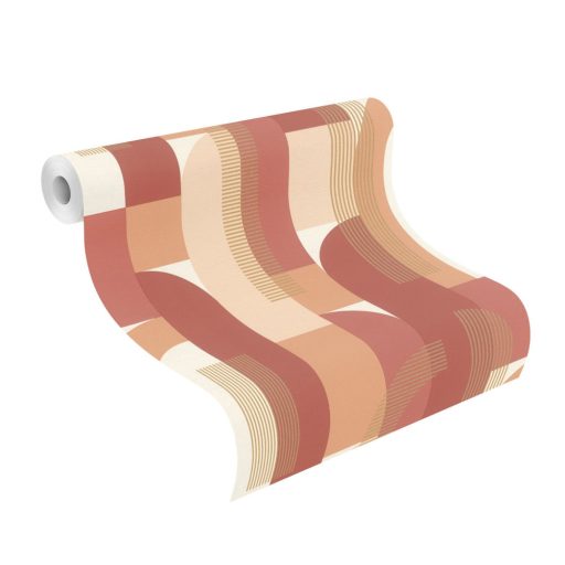 Rasch SALSA 480030 Vintage Grafikus design krémfehér barackszín elefántcsont korall ó-rózsaszín csillogó arany vonalak tapéta