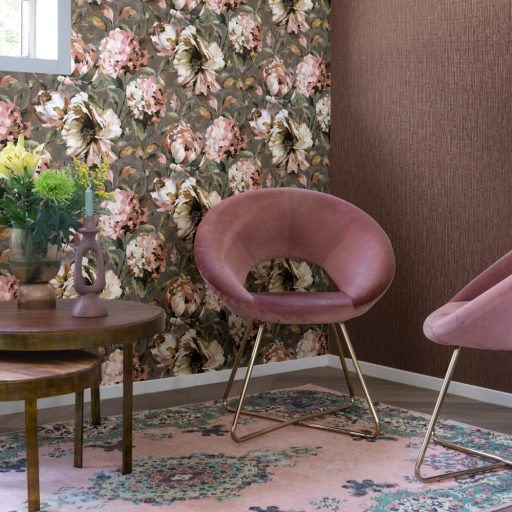 Rasch Florentine III 484267 Natur Durva szövésű lenvászon téglavörös csillogó réz tapéta