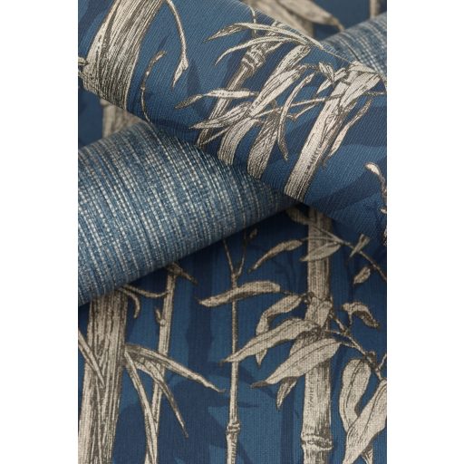 Rasch Florentine III 484281 Natur Durva szövésű lenvászon éjkék csillogó arany tapéta