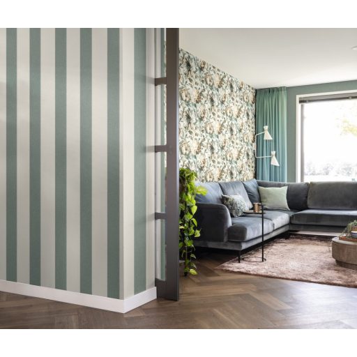 Rasch Florentine III 484595 Natur Egyszínű textilstruktúra világos türkizkék tapéta