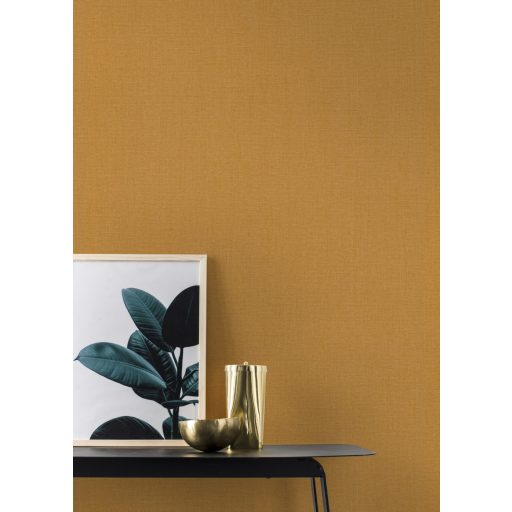 Rasch Florentine III 484663 Natur Egyszínű textilstruktúra erős okkersárga tapéta