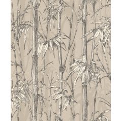   Rasch Florentine III 484861 Natur Trópusi bambuszliget textil háttéren világosszürke fekete fehér szürke fényes mintarészletek tapéta