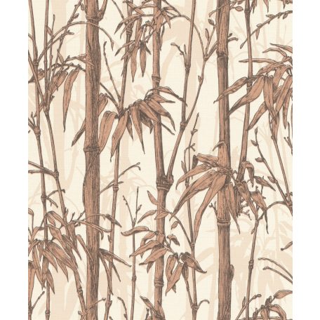 Rasch Florentine III 484878 Natur Trópusi bambuszliget textil háttéren fehér barnásfekete világosbézs rézszín fényes mintarészletek tapéta