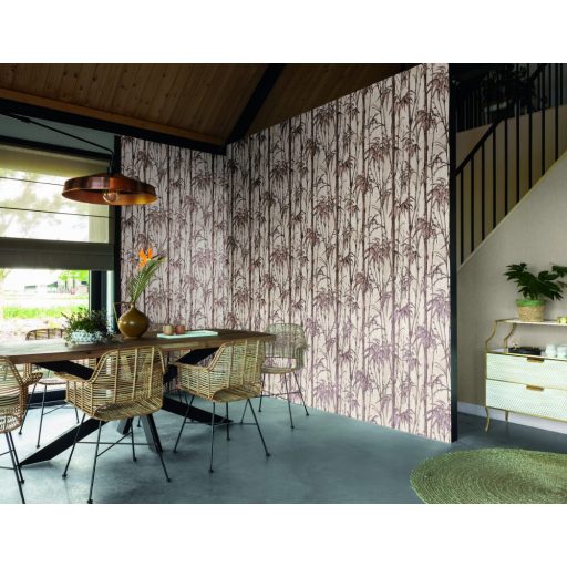 Rasch Florentine III 484878 Natur Trópusi bambuszliget textil háttéren fehér barnásfekete világosbézs rézszín fényes mintarészletek tapéta