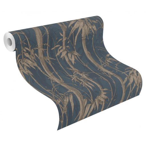 Rasch Florentine III 484892 Natur Trópusi bambuszliget textil háttéren sötét és éjkék sötétbarna arany fényes mintarészletek tapéta