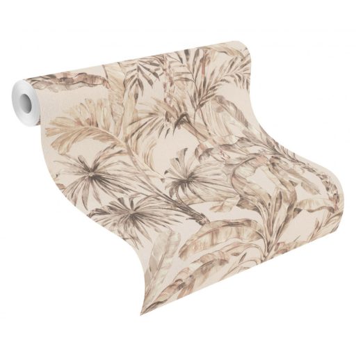 Rasch Florentine III 485233 Natur Trópusi banánlevelek és pálmafák textil háttéren krémfehér bézs barna árnyalatok