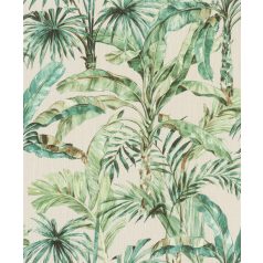   Rasch Florentine III 485240 Natur Trópusi banánlevelek és pálmafák textil háttéren krémfehér zöld és barna árnyalatok