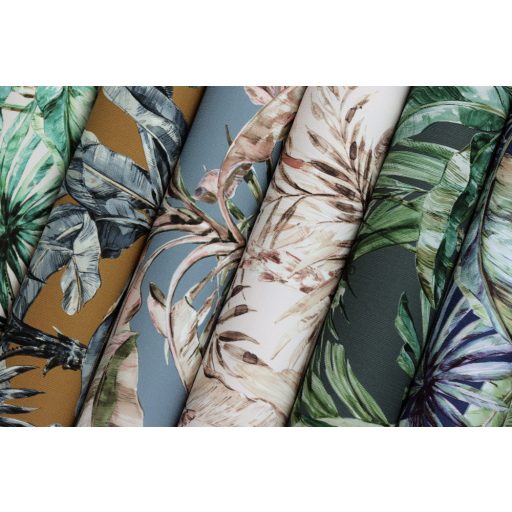 Rasch Florentine III 485288 Natur Trópusi banánlevelek és pálmafák textil háttéren tintakék fehér zöld piros kék és barna árnyalatok