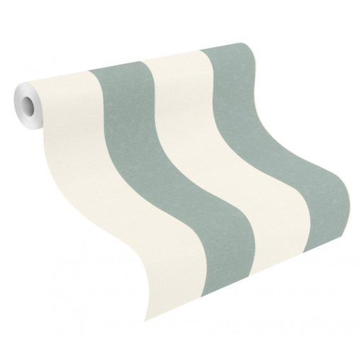 Rasch Florentine III 485448 Csíkos elegáns blokkcsíkos lágy krémfehér türkizkék tapéta
