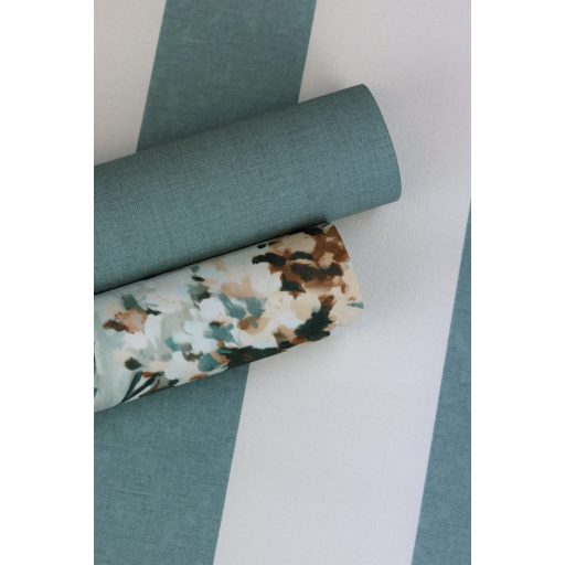 Rasch Florentine III 485448 Csíkos elegáns blokkcsíkos lágy krémfehér türkizkék tapéta