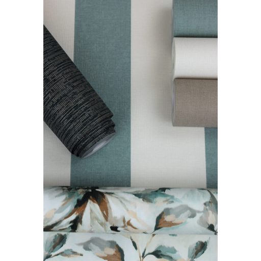 Rasch Florentine III 485448 Csíkos elegáns blokkcsíkos lágy krémfehér türkizkék tapéta
