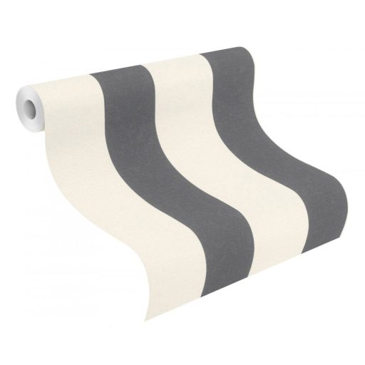 Rasch Florentine III 485479 Csíkos elegáns blokkcsíkos lágy krémfehér antracit tapéta