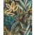 Rasch Florentine III 485561 Botanikus változatos növények levelei textil háttéren fekete türkiz és égkék okkersárga olívbarna halványsárga tapéta
