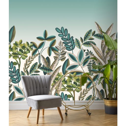 Rasch Florentine III 485759 Botanikus Grafikus változatos növények levélzete krémfehér bézs zöld árnyalatok falpanel