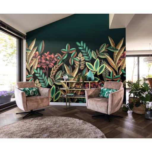 Rasch Florentine III 485783 Botanikus Grafikus változatos növények levélzete zöld szines falpanel