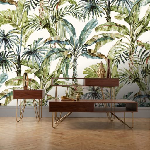 Rasch Florentine III 485851 Botanikus Trópusi Változatos pálmaliget fehér kék zöld vörösesbarna falpanel