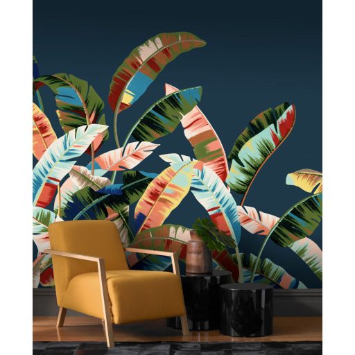 Rasch Florentine III 485950 Botanikus Trópusi felnagyított pálmalevelek kék szines falpanel