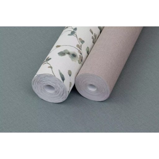 Filigrán akvarell levélindák bájos mintája textil háttéren világos homokszín zöld kék és barna tónus tapéta
