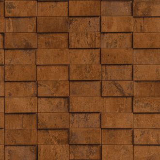   Réz és a nyers anyag találkozik! Szabálytalan téglalap elemek 3D mintája terrakotta vörösréz és fekete tónus tapéta