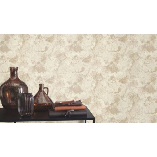 Organikus ritmusú természetes márványerezet és kopott freskó keresztezése törtfehér taupe ezüst és homokbézs tónus tapéta