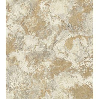   Organikus ritmusú természetes márványerezet és kopott freskó keresztezése meleg okker homokos-arany  krémfehér és ezüstszürke tapéta