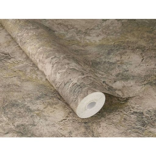 Organikus ritmusú természetes márványerezet és kopott freskó keresztezése rozsdabarna mogyorós-taupe és antracit és olívzöld tapéta