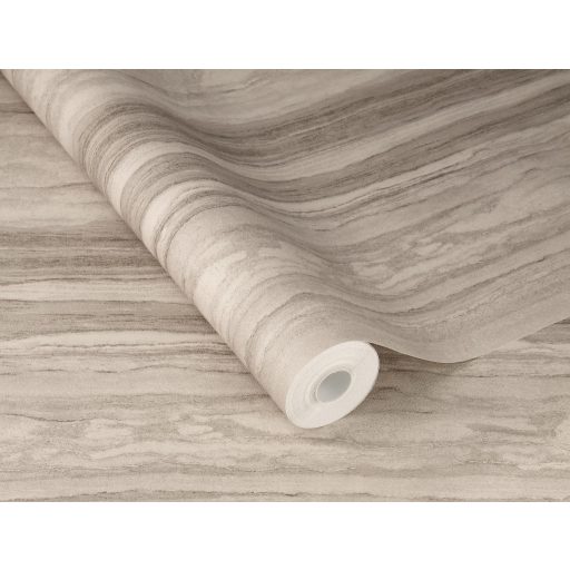 Papírvékonyra szelt és falra terített travertin/forrásmészkő minta hideg bézs palaszürke és ezüst tónus tapéta