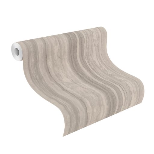 Papírvékonyra szelt és falra terített travertin/forrásmészkő minta hideg bézs palaszürke és ezüst tónus tapéta