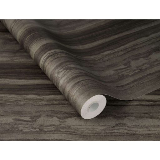 Papírvékonyra szelt és falra terített travertin/forrásmészkő minta sötétbarna/wenge és antracitszürke tónus tapéta