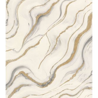   Kőfaragó mester aranyat öntött a márványerekbe - falba fagyott ékszer törtfehér szürke és csillogó arany tónus fémes hatás tapéta