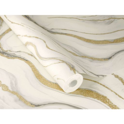 Kőfaragó mester aranyat öntött a márványerekbe - falba fagyott ékszer törtfehér szürke és csillogó arany tónus fémes hatás tapéta