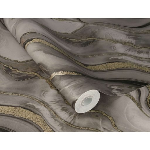 Kőfaragó mester aranyat öntött a márványerekbe - falba fagyott ékszer szürke/szürkésbarnatónus fekete és csillogó arany fémes hatás tapéta