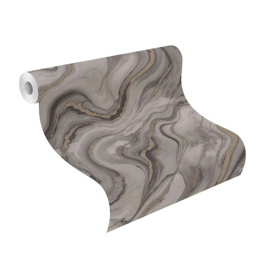 Kőfaragó mester aranyat öntött a márványerekbe - falba fagyott ékszer szürke/szürkésbarnatónus fekete és csillogó arany fémes hatás tapéta