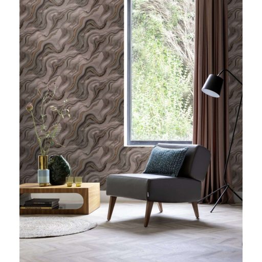 Kőfaragó mester aranyat öntött a márványerekbe - falba fagyott ékszer szürke/szürkésbarnatónus fekete és csillogó arany fémes hatás tapéta