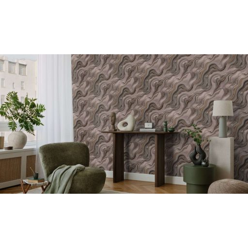 Kőfaragó mester aranyat öntött a márványerekbe - falba fagyott ékszer szürke/szürkésbarnatónus fekete és csillogó arany fémes hatás tapéta