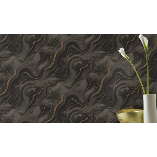 Kőfaragó mester aranyat öntött a márványerekbe - falba fagyott ékszer fekete sötét olajzöld és bronzarany tónus fémes hatás tapéta