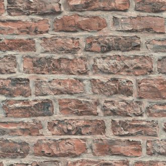   Meszelt téglafal - szabálytalan méretű durván faragott kopott téglák mintája rozsdavörös téglavörös szürke és sötétbarna tónus tapéta