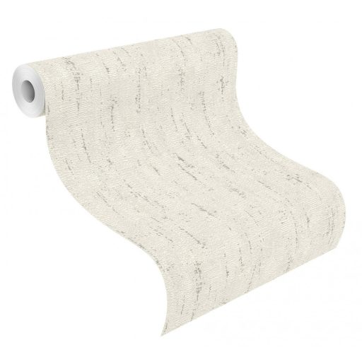 Loft hangulatú texturált vakolatminta krémszürke fémes ezüst kiemelés tapéta