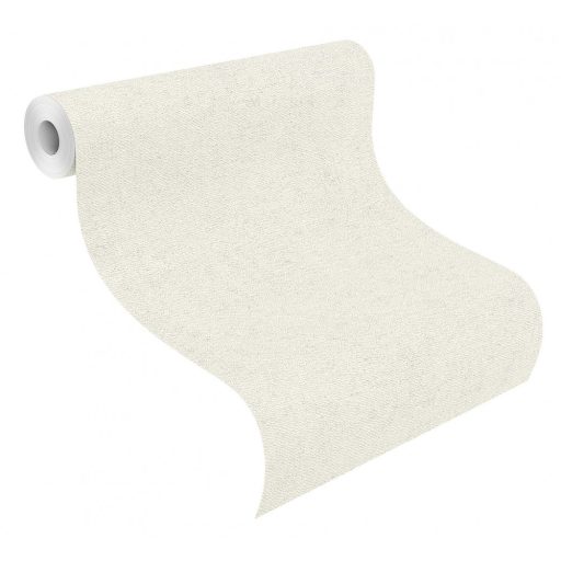 Természetes durva textilstruktúra egyszínű krémszürke fényes ezüst kiemelés tapéta