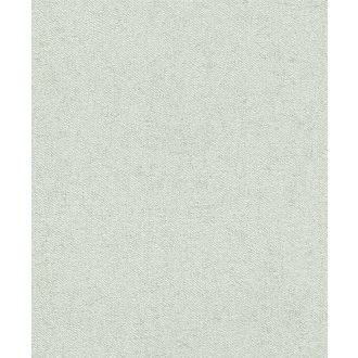   Természetes durva textilstruktúra egyszínű pasztell zöldeskék fényes ezüst kiemelés tapéta